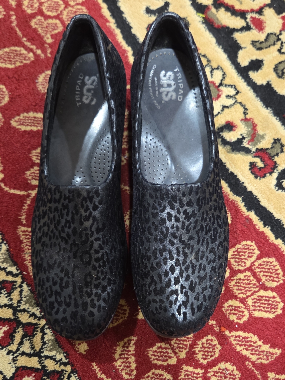 SAS Tripad Black Leopard Print Comfort Slip-On Shoes